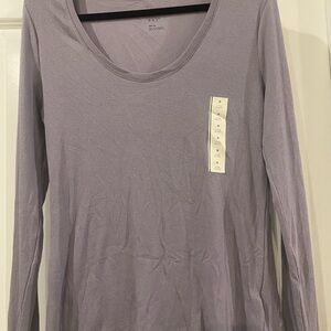 Ribbed scoop neck long sleeve Top